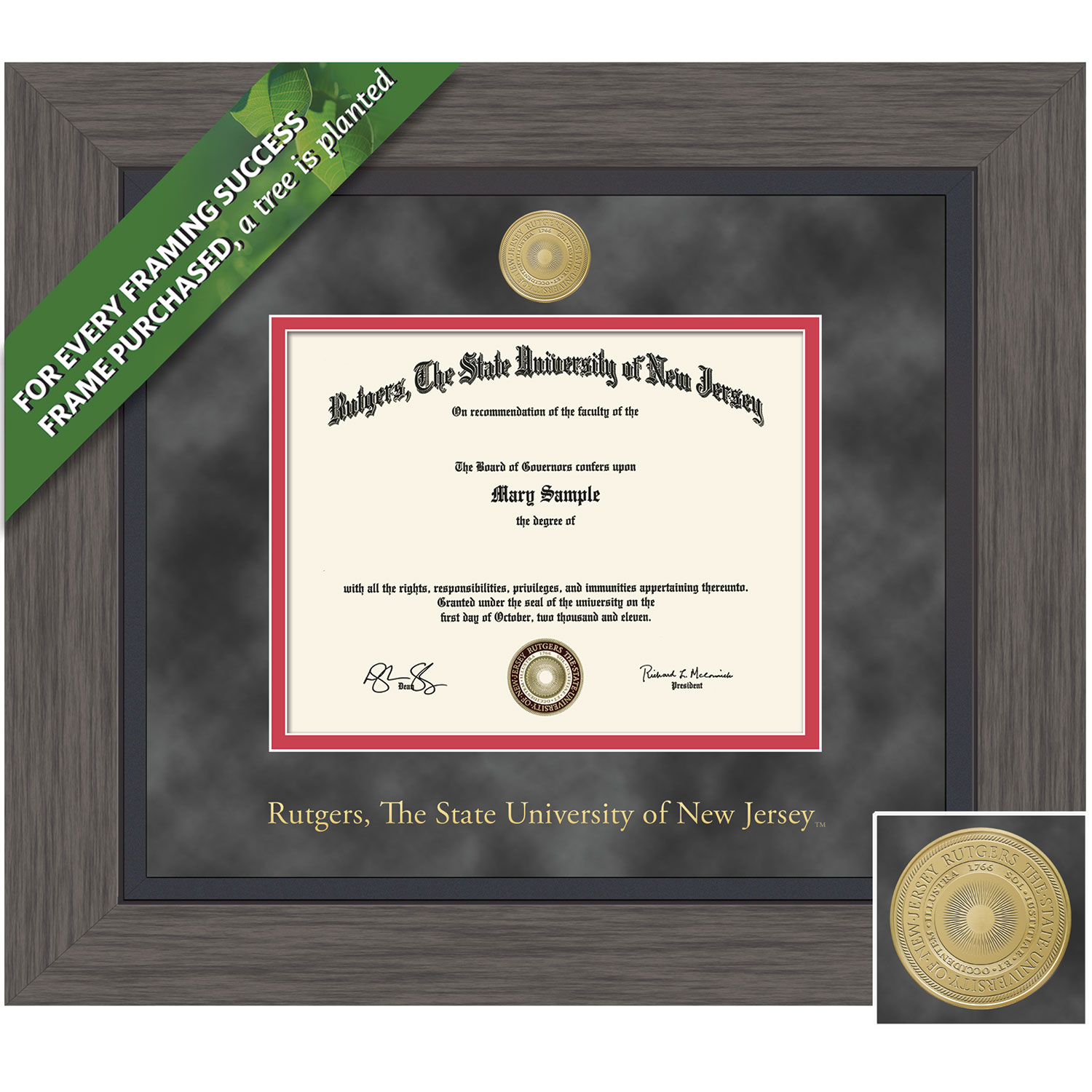 Framing Success 8.5 x 11 Greystone Gold Medallion Bachelors Diploma Frame