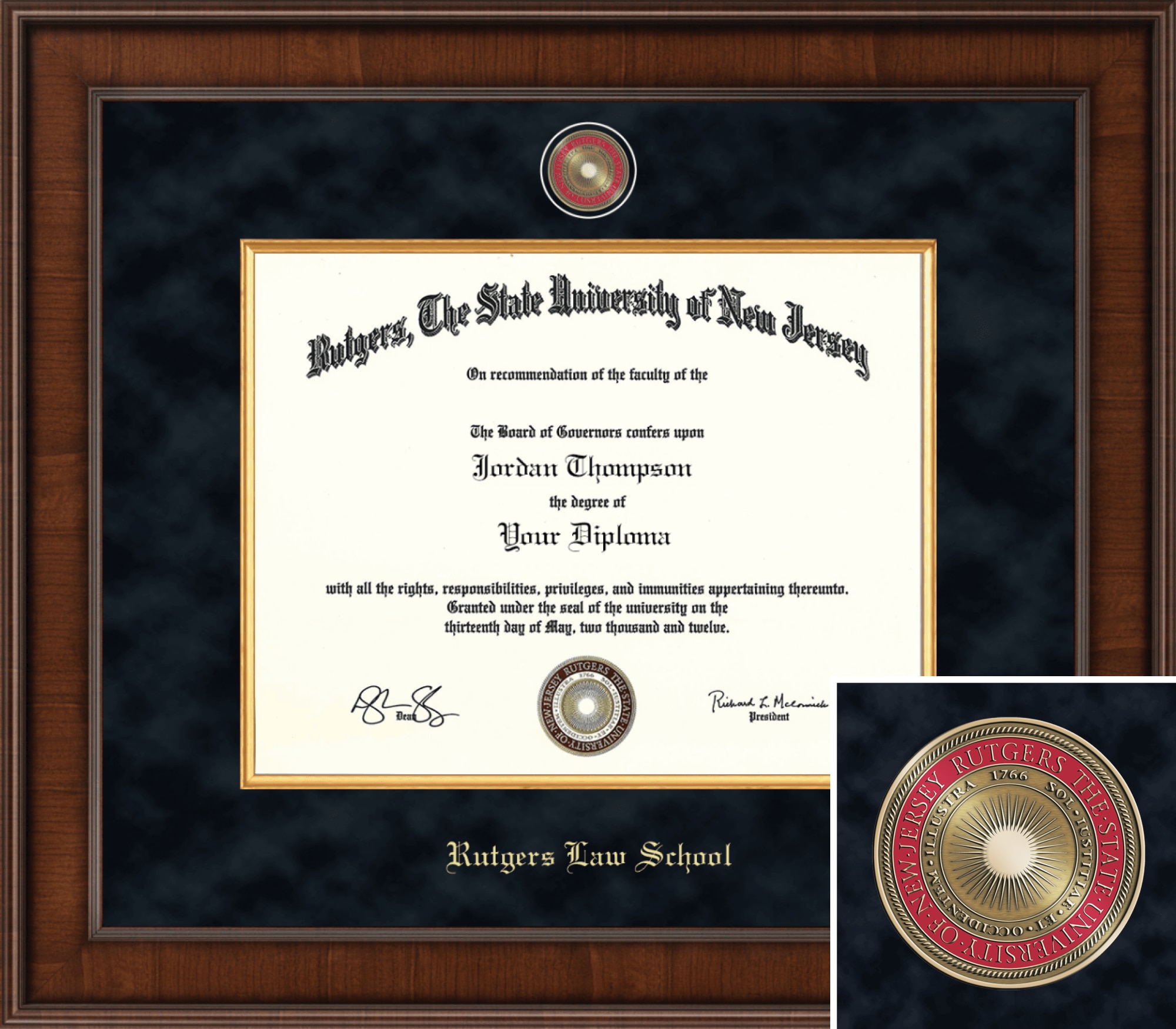 Church Hill Classics 11" x 14" Presidential Walnut Diploma Frame