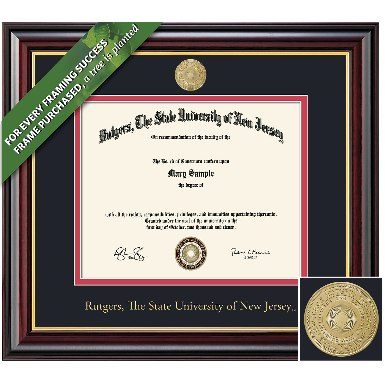 Framing Success 11 x 14 Windsor Gold Medallion Upgrade Masters Diploma Frame