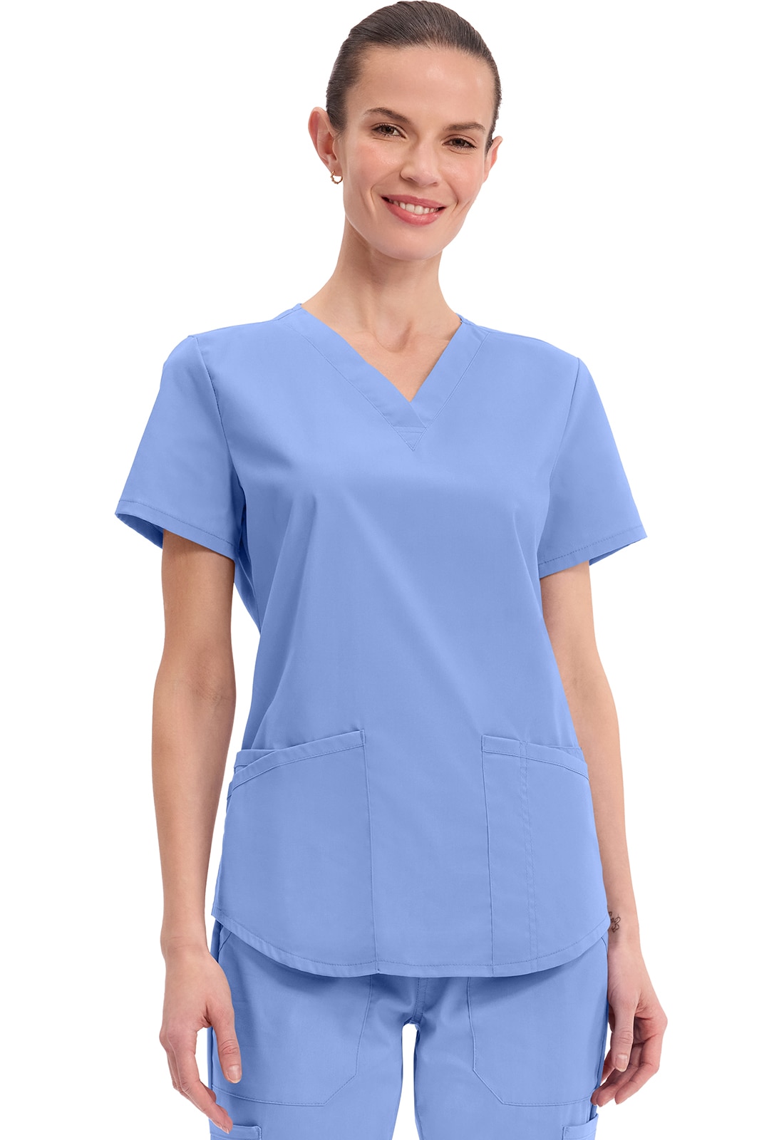 WW665 Women Scrub Top Emb