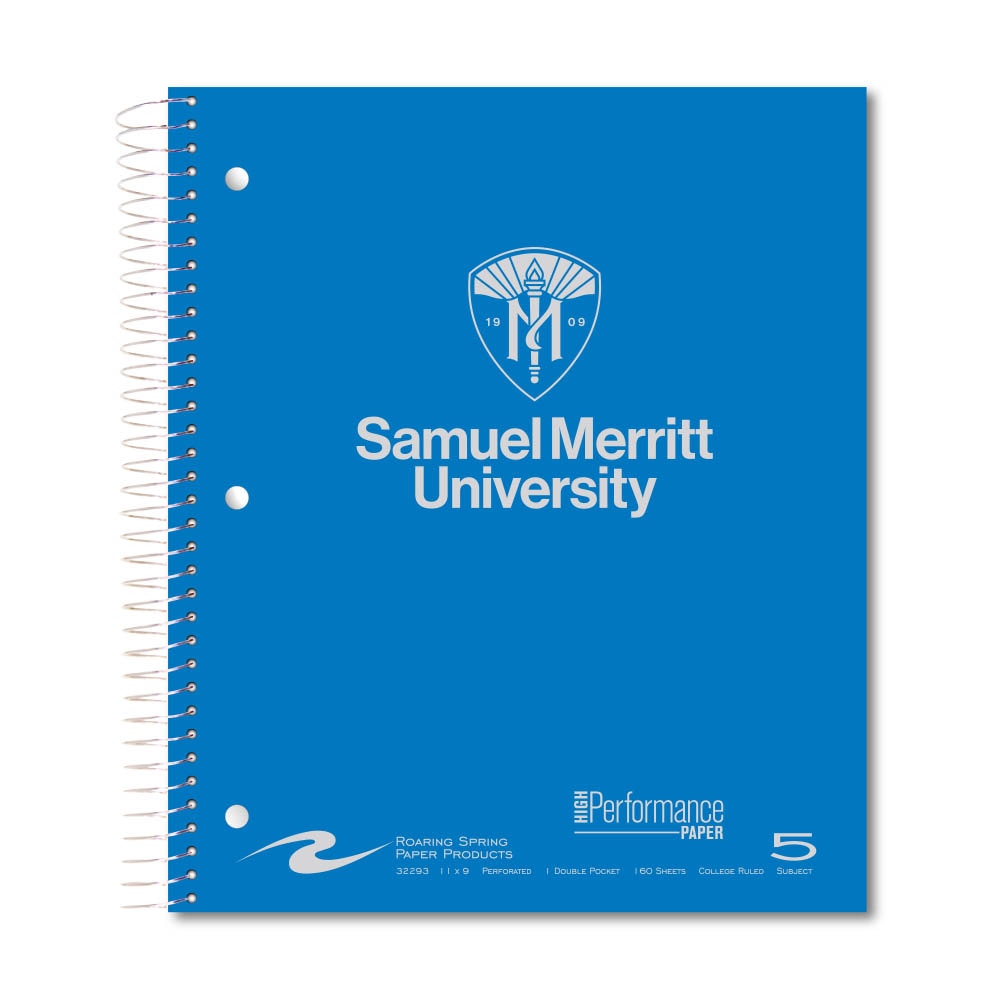 Roaring Premium 5 Subject Notebook, 8.5x11 College Ruled 20lb Paper, Pressboard Foil Cover