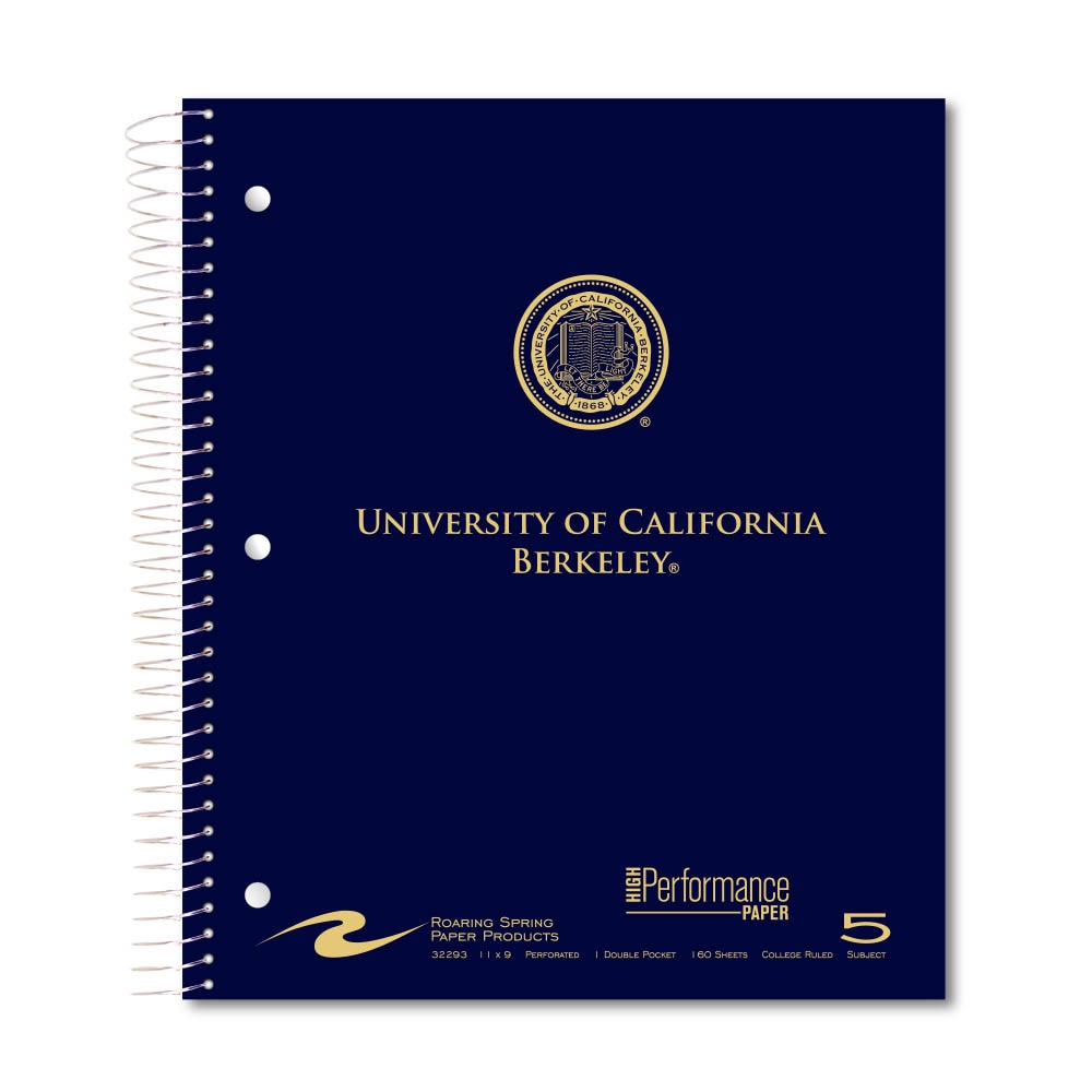 Roaring Premium 5 Subject Notebook, 8.5x11 College Ruled 20lb Paper, Pressboard Foil Cover