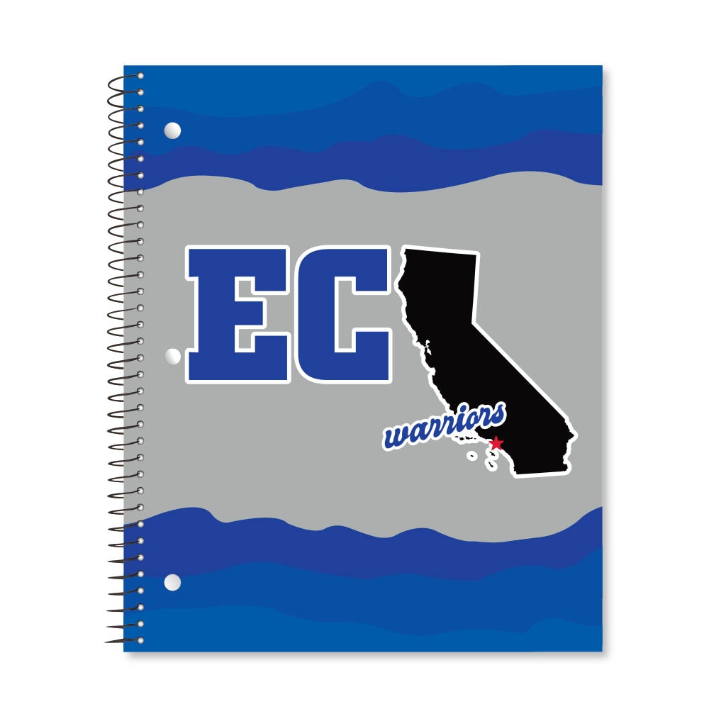 Digi State Outline 3 Subject 11"x9" College Ruled Spiral Notebook