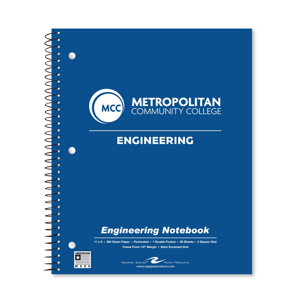 School Spirit Engineering Notebook, Green Tint 20# Paper with 1 Double Pocket