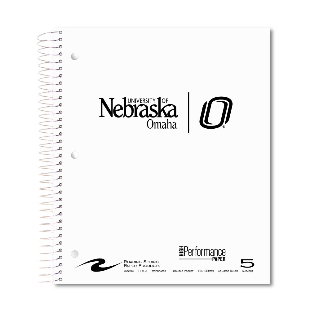 Roaring Premium 5 Subject Notebook, 8.5x11 College Ruled 20lb Paper, Pressboard Foil Cover