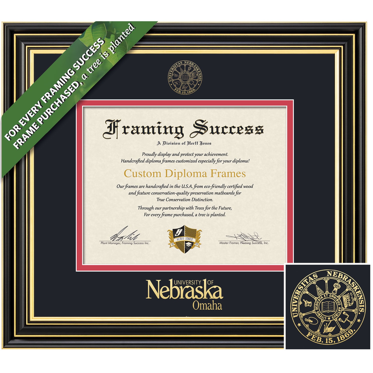 Framing Success 8.5 x 11 Prestige Gold Embossed School Seal Bachelors Masters Doctorate Diploma Frame