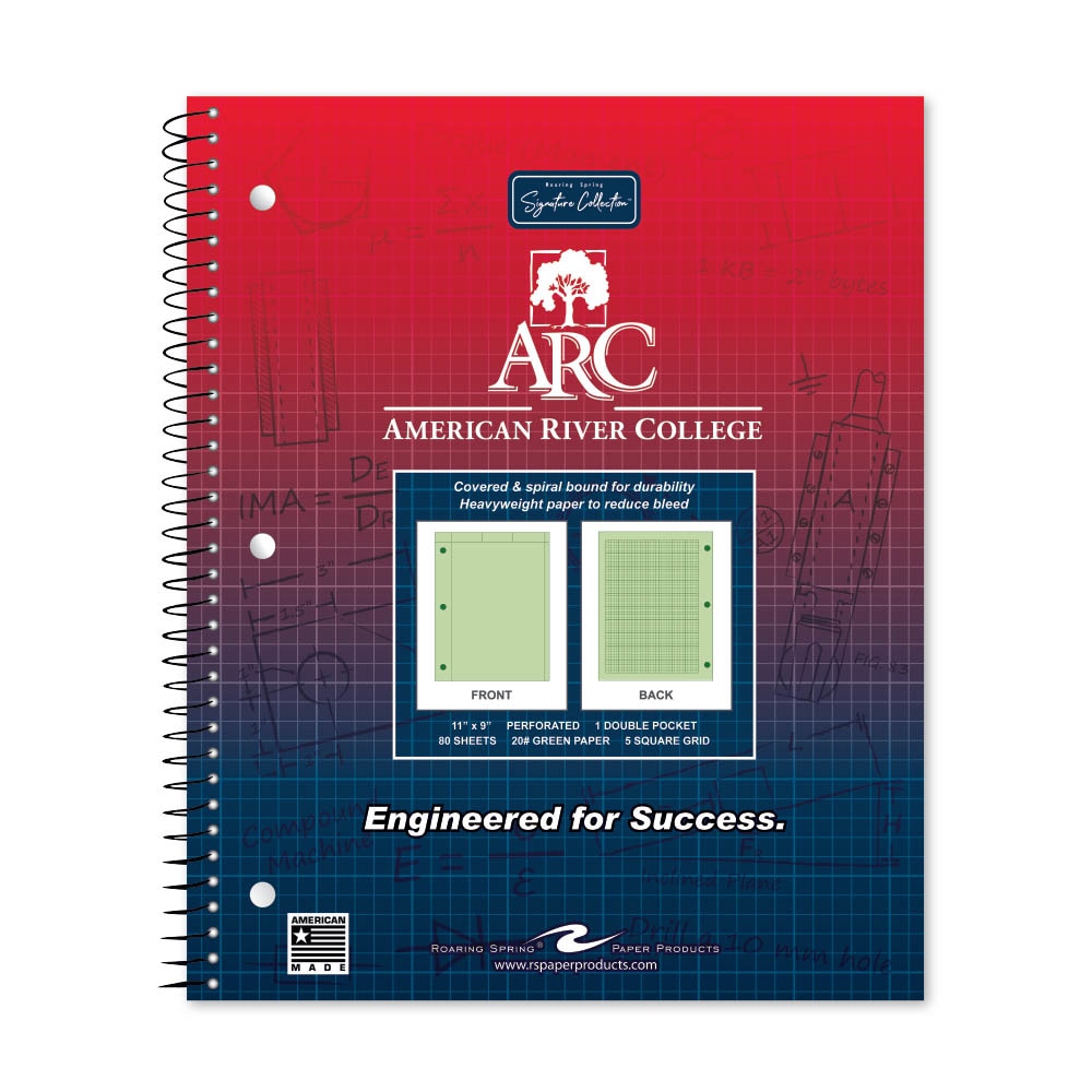 School Spirit Engineering Notebook, Green Tint 20# Paper with 1 Double Pocket