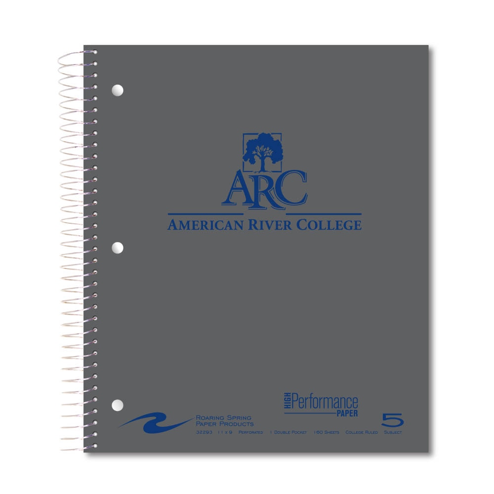 Roaring Premium 5 Subject Notebook, 8.5x11 College Ruled 20lb Paper, Pressboard Foil Cover