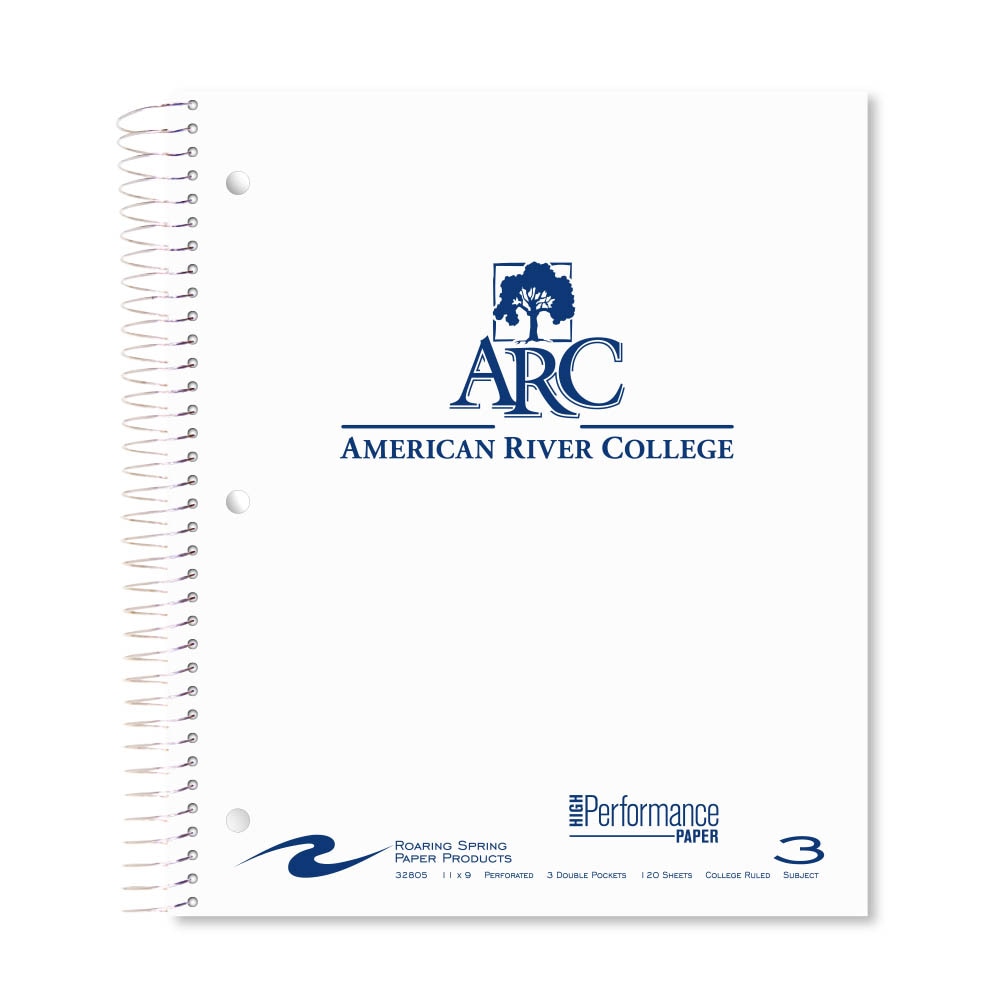 Roaring Premium 3 Subject Notebook, 8.5x11 College Ruled 20lb Paper, Pressboard Foil Cover