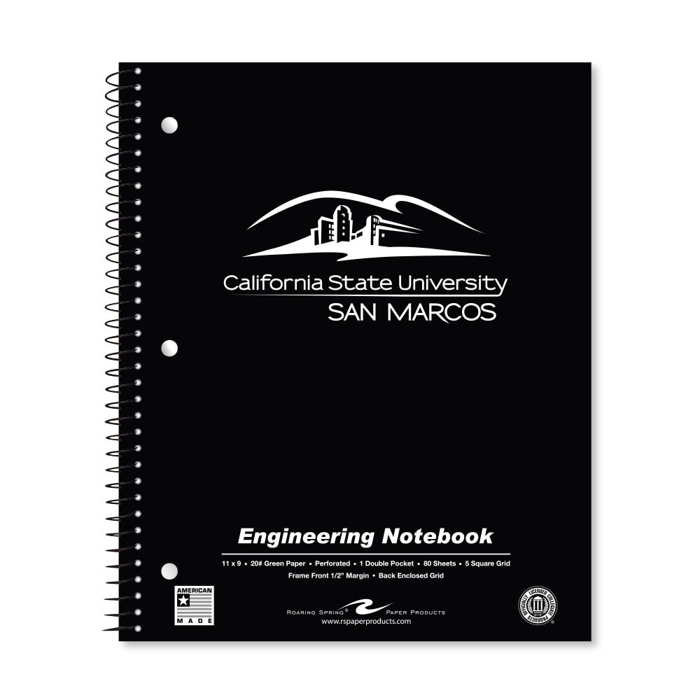 School Spirit Engineering Notebook, Green Tint 20# Paper with 1 Double Pocket