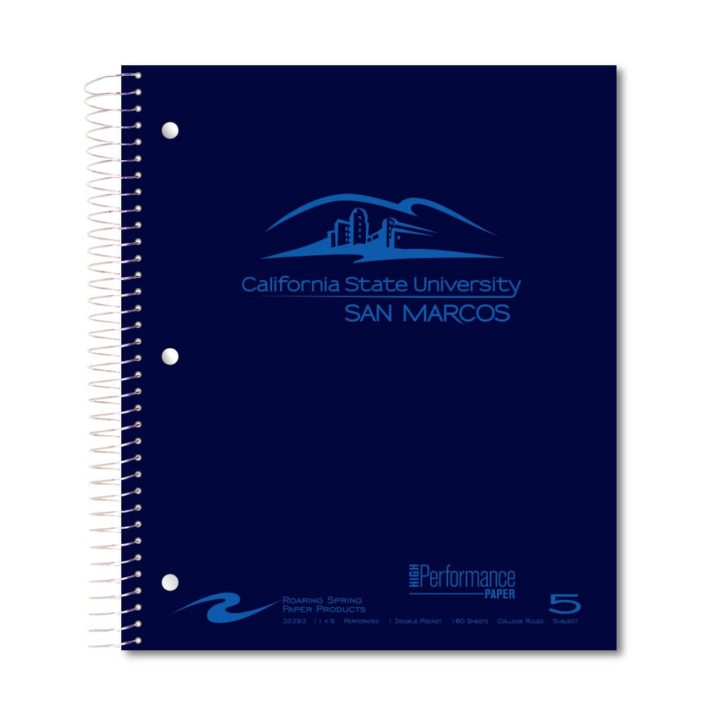 Roaring Premium 5 Subject Notebook, 8.5x11 College Ruled 20lb Paper, Pressboard Foil Cover