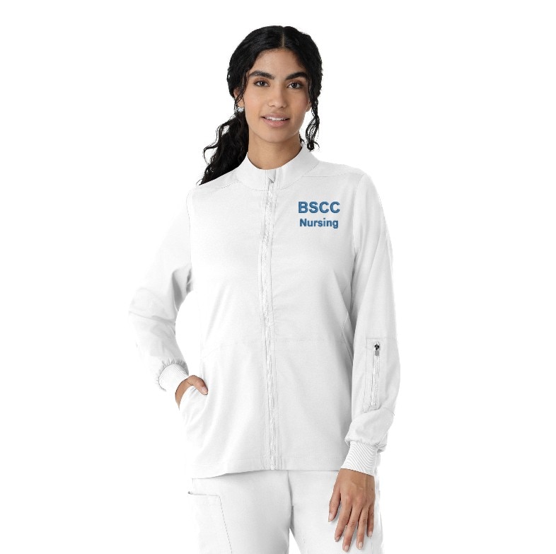 BSCC1 Womens Warm Up Scrub Jacket White