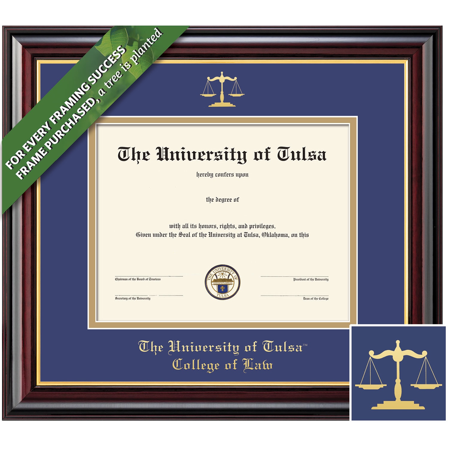 Framing Success 11 x 14 Windsor Gold Embossed School Seal Law Diploma Frame