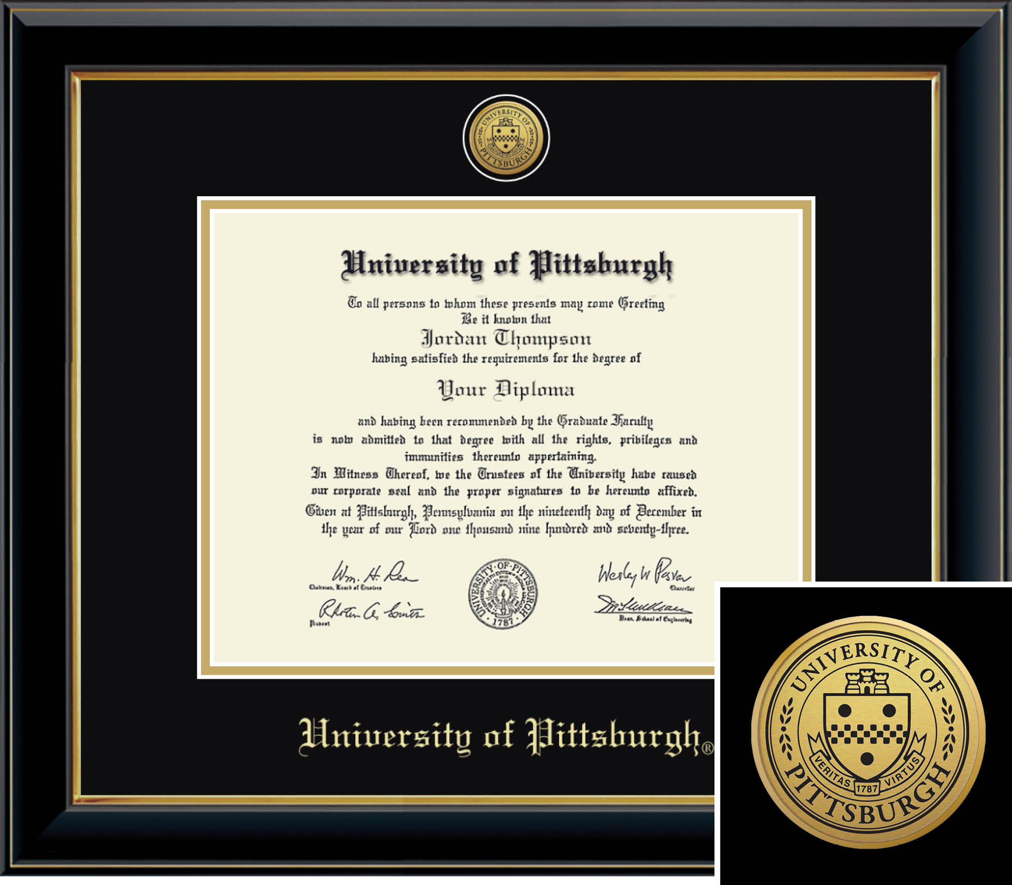 Church Hill Classics Onyx 8.5x11 Black Diploma Frame
