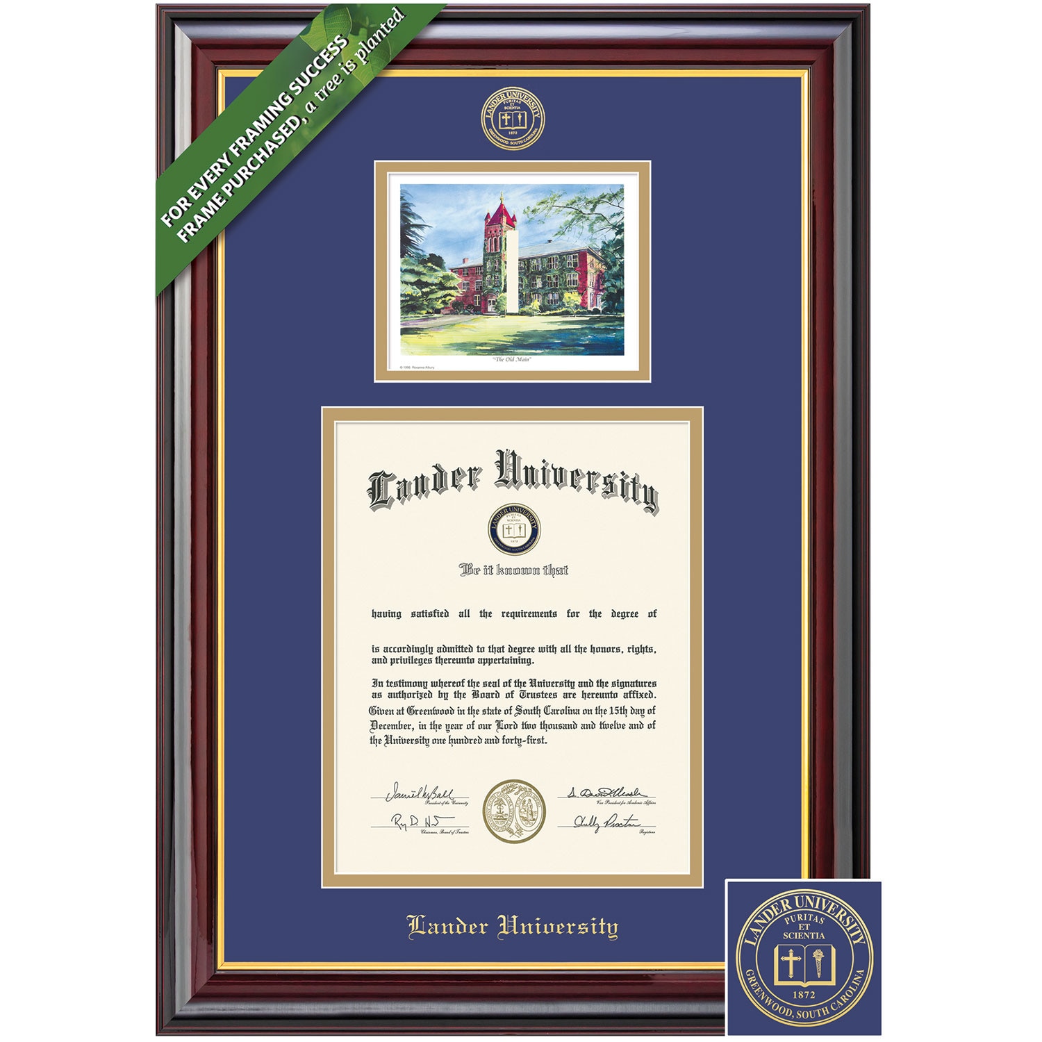 Framing Success 14 x 11 Windsor Gold Embossed School Seal Bachelors Masters Diploma/Litho Frame