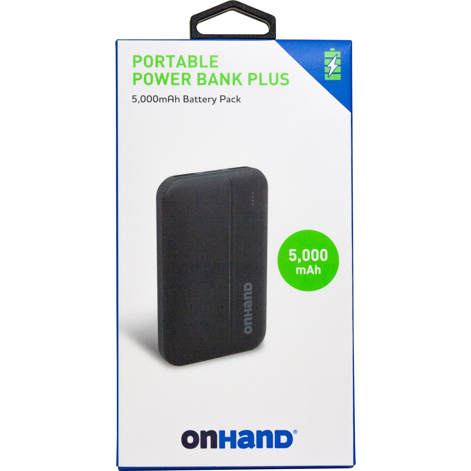 OnHand Portable Power Bank 5000mAh, Black