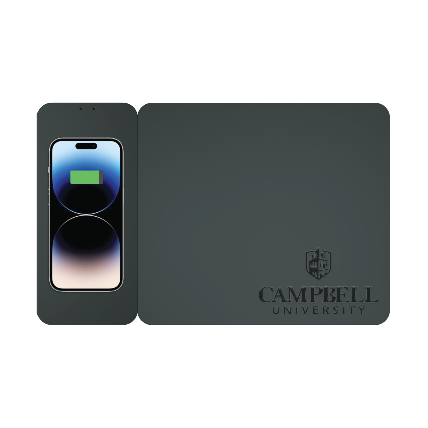 Campbell University Leather Wireless Charging Mouse Pad, Black, Alumni V2