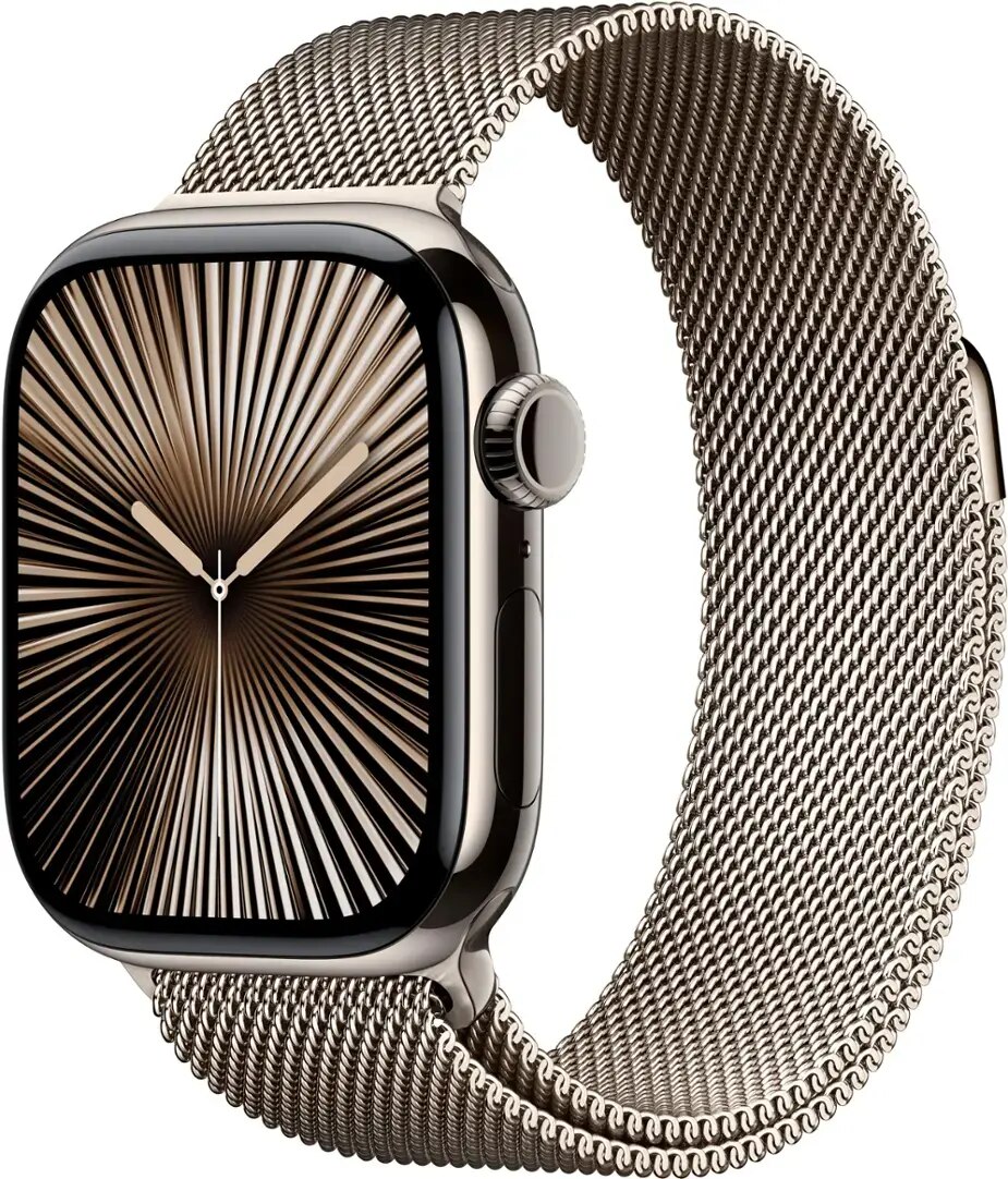 Apple Watch Series 10 GPS + Cellular 42mm Natural Titanium Case with Natural Milanese Loop