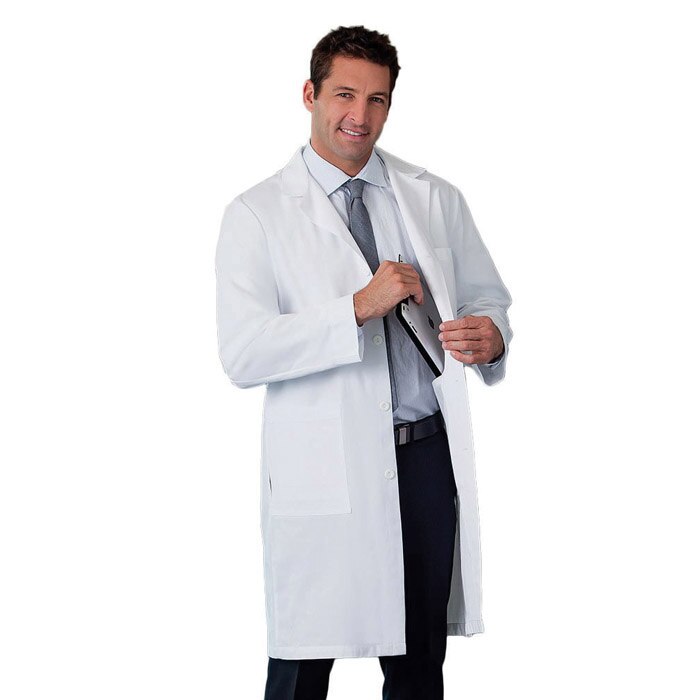 Campbell Mens 38" Lab Coat with 2 Lines Embroidery