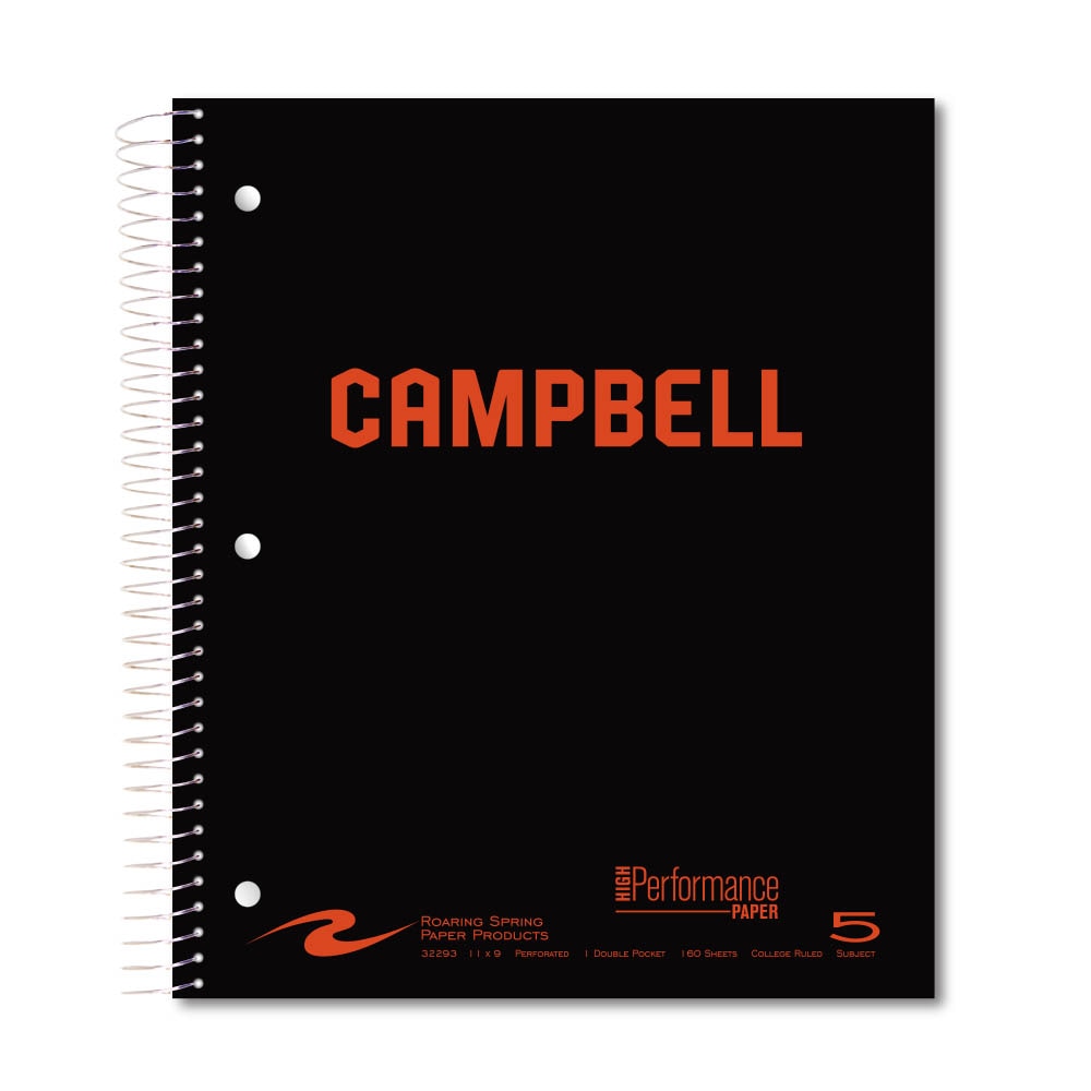 Roaring Premium 5 Subject Notebook, 8.5x11 College Ruled 20lb Paper, Pressboard Foil Cover