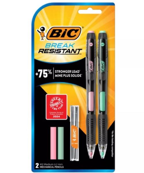 BIC Break Resistant Pencil 2pk