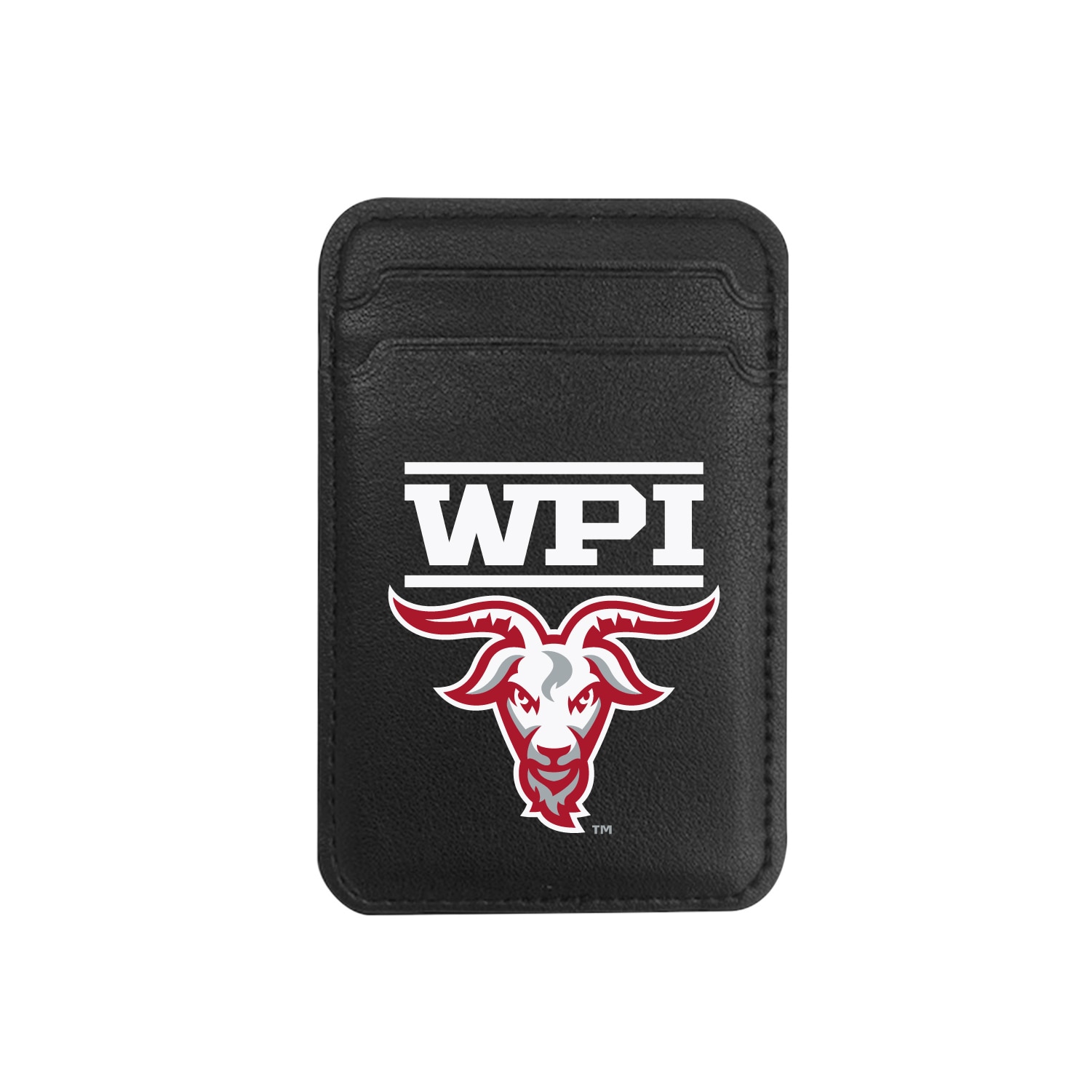 Worcester Polytechnic Institute - Leather Wallet Sleeve (Top Load, Mag Safe), Black, Classic V1