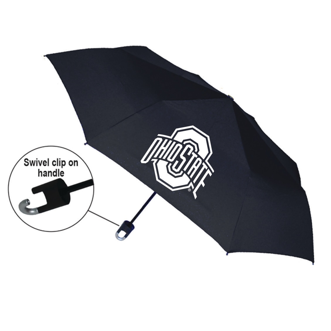 "Storm Clip" Mini Folding Emblematic Solid Umbrella 42" Coverage