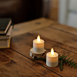 Luminara Pearl Ivory Flameless Candle Tealights - Flat Top - Set of 2