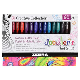 Zebra Doodler'z Gel Stick Pens Assorted 60Pack