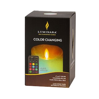 Luminara White Color Changing Flameless Pillar Candle with Remote - Scallop Top