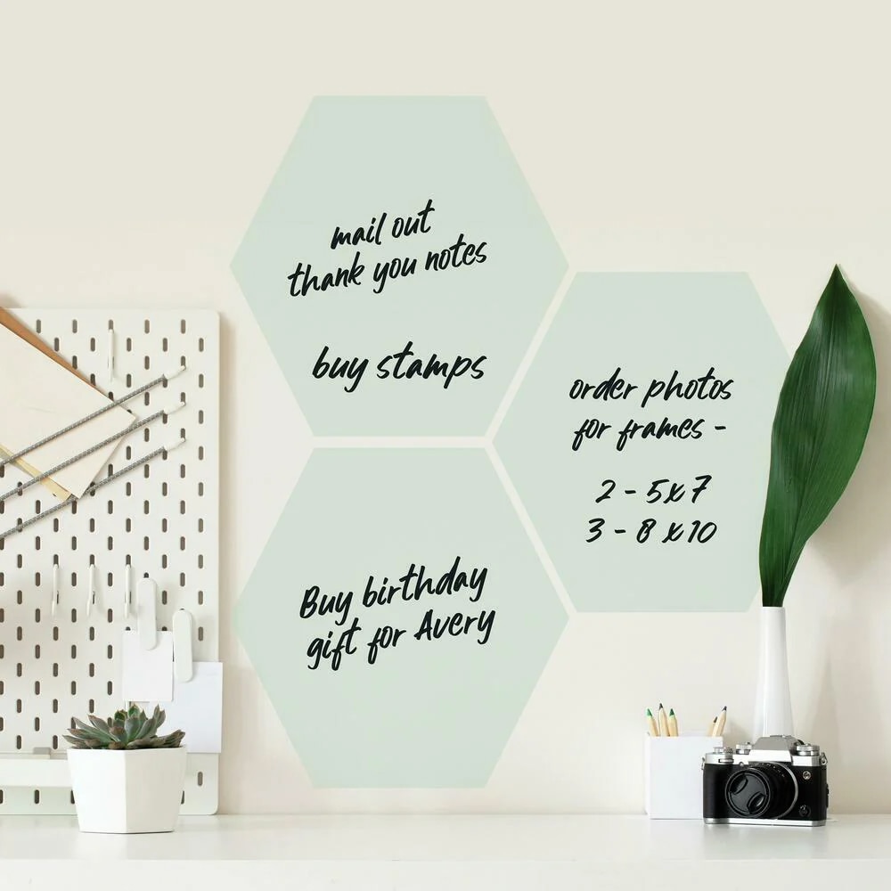 RoomMates Light Sage Hexagon Dry Erase Peel and Stick Wall Decal