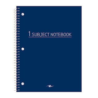 One Subject Spiral Notebook, College Ruled, 3 Hole Punch, Perforated, 10.5